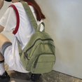 thumbnail image 2 of Fashion Women Solid Color Backpack Students Canvas School Knapsacks (Green), 2 of 6