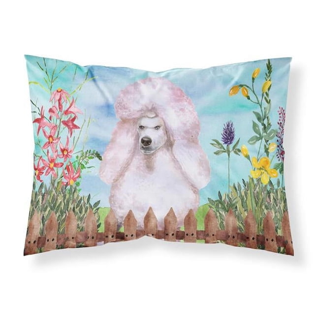 Carolines Treasures CK1279PILLOWCASE Blanc Standard Caniche Ressort Tissu Standard Taie d'Oreiller
