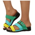 thumbnail image 1 of Mepaouo Womens Slide Sandals Arch Support Low Wedge Summer Beach Shoes Slip on Walking Slippers, 1 of 7