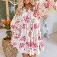 thumbnail image 1 of Ovzne Robes pour Femmes 2025 Robe de Plage Robe à Manches Longues à Cordon Imprimée Florale Robe Ample Robe Grande Taille Robe à Manches Longues Imprimée Liquidation, 1 of 5