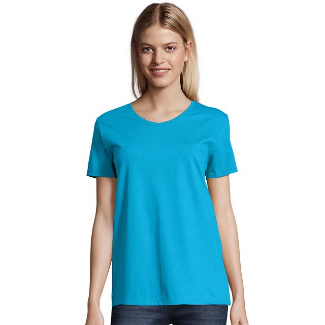 Hanes T-Shirt Col en V Coupe Décontractée pour Femmes ComfortSoft - 5780