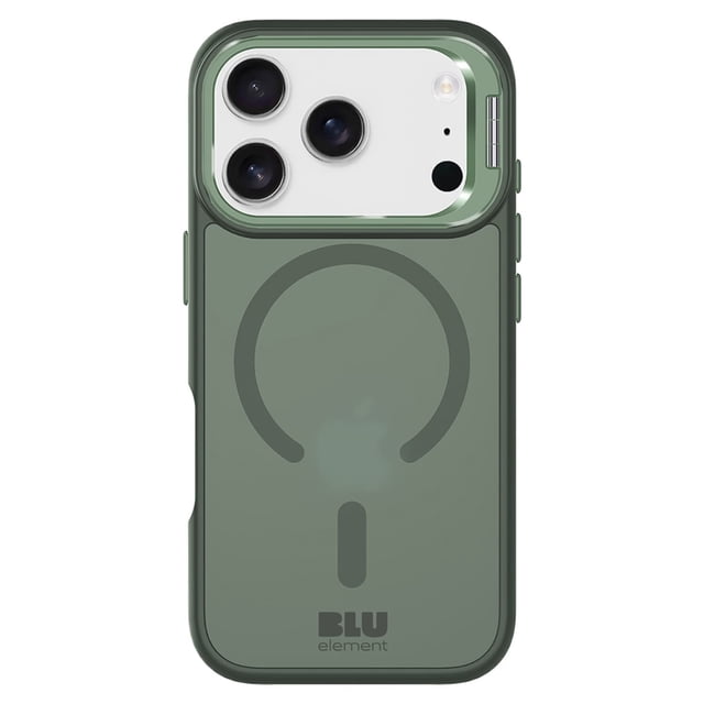 Blu Element Étui MagSafe Chromatique Kick Vert Sauge pour iPhone 17 Pro Max avec Dos en Acrylique Vert Sauge semi-transparent et Anneau MagSafe visible, Bords au Toucher Doux Absorbant les Chocs, et Découpes Précises pour la triple Caméra et le flash, Conçu pour la Résistance aux Impacts et la Compatibilité MagSafe.