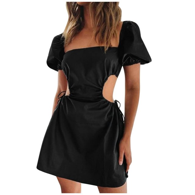 AMERTEER Robe Tunique d'Été pour Femmes Dos Nu Élastique Dentelle Ajustable