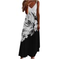 thumbnail image 2 of SMihono Robes d'Été Bohémiennes Femmes Grande Taille Mode Femmes Été Décontracté Imprimé Col en V Camisole Sans Manches Longue Robe, 2 of 5