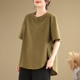 thumbnail image 5 of Timegard Womens Oversized Tops Half Sleeve Crew Neck Side Split Casual Loose Tops Basic Tshirts Blouse, 5 of 5