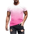 thumbnail image 3 of CFLVAEK T-Shirts pour Hommes Grande Taille Été Décontracté Manches Courtes T-Shirt Confortable Col Rond T-Shirt Mode Dégradé T-Shirts Graphiques Rose m, 3 of 6