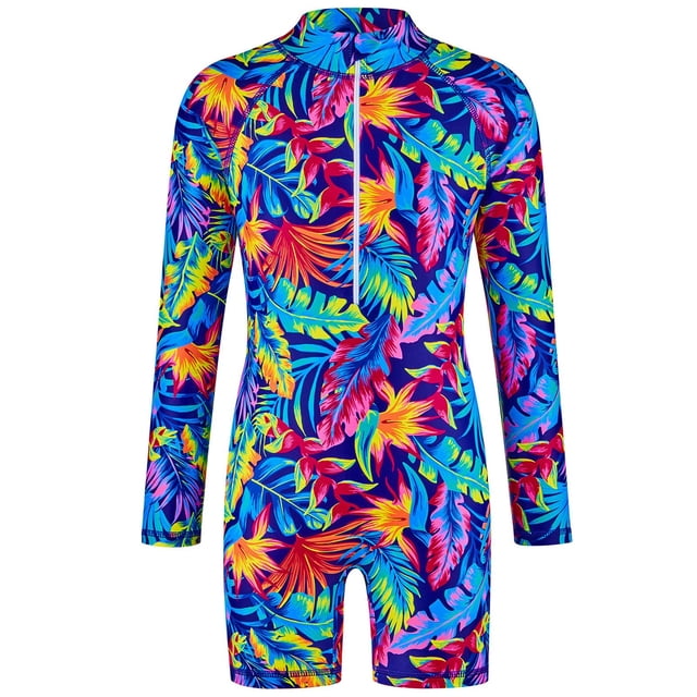 Girls Rash Guard Swimwear Cute Sun Protection Long Sleeve Summer Bathing Suits 4-5 Years