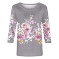 thumbnail image 4 of Xihbxyly Hauts pour Femmes Décontractés Mode pour Femmes Manches Trois Quarts Rétro Col Rond Imprimé de Pâques Hauts Amples Blouse, 4 of 4