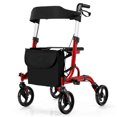 thumbnail image 1 of Giantex Déambulateur à Roulettes 2-en-1 en Aluminium avec Siège, Aide à la Mobilité et à la Marche Pliable avec Poignées et Roues Réglables en Hauteur, Rouge, 1 of 10