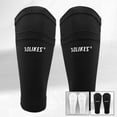 thumbnail image 3 of Splihome 1Pair Men Soccer Football Shin Pads Holder Support Socks Guard Protector Sleeves White, 3 of 4