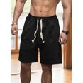 thumbnail image 2 of SUNSIOM Men Loose Joggers Shorts Casual Solid Color Ripped Drawstring Cargo Shorts with Pockets for Summer Streetwear, 2 of 6