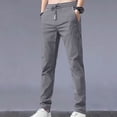 thumbnail image 2 of Mens Casual Pant Elastic Waist Drawstring Lightweight Trousers Loose Straight Leg Solid Pants with Pockets Dark Gray XXXL, 2 of 4