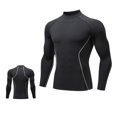 thumbnail image 1 of LNWUY Chandail de Compression Homme à Manches Longues Couche de Base Entraînement Col Montant Chandails Extensible 4 Directions Hauts Évacuant l'Humidité Noir TTG, 1 of 3