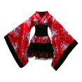 thumbnail image 2 of Esquirla Japanese Floral Short Kimono Robe Blossom Bathrobe Cosplay Fancy Dress for Theme M, 2 of 8