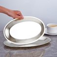 thumbnail image 4 of SANQIAHOME 9.9x6.1 Inch Thick Stainless Steel Dinner Plate 2-Piece Set, Egg-Shaped Appetizer Plate,Silver, 4 of 9