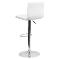 thumbnail image 4 of Bowery Hill Tabouret de Bar Rayé de 25 Pouces à 33 Pouces en Blanc avec Base Chromée, 4 of 6