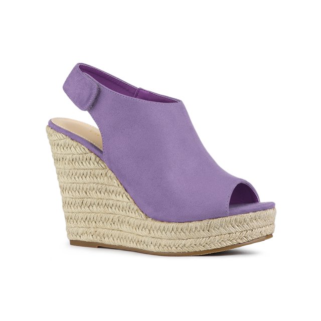 BLISSFUL STEP Sandales Compensées à Plateforme Espadrilles pour Femmes Violet 5,5
