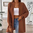 thumbnail image 2 of Pisexur Womens Jacket Open Front Cardigans Trench Coats Fall Jackets Women's Solid Color Fashionable Loose Sweater Cardigan Tops, 2 of 6