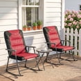thumbnail image 2 of Outsunny 3pc Patio Foldable Rocking Chair Set, Red, 2 of 9