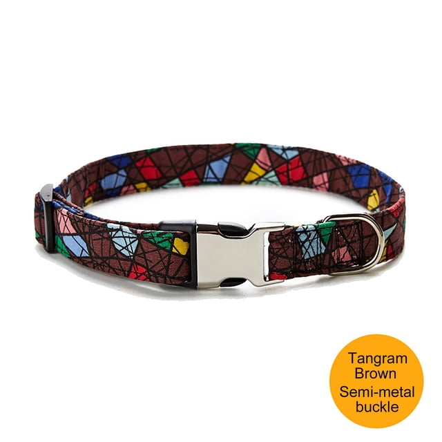 TopLLC Ethnic Pattern Personalized Half Metal Cotton Collar Pet Dog Collar