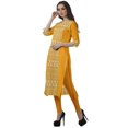 thumbnail image 4 of Moomaya Kurti Imprimée pour Femmes, Kurta Tunique Longueur Genou, Hauts à Col en V, Robe Grande Taille, 4 of 6