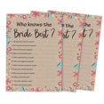 thumbnail image 1 of Inkdotpot How Well Do You Know The Bride Bridal Shower Bachelorette PartyGameActivityCards 50-PackRustic Kraft FloralWho Know The Bride Best, 1 of 7