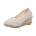 thumbnail image 2 of Mefallenssiah Chaussures à Talons Hauts pour Femmes Sandales en Lin et Paille Compensées Décontractées en Toile, 2 of 6