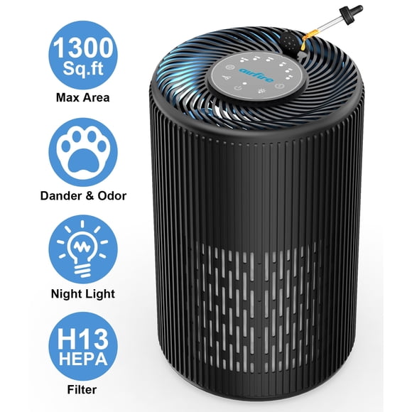 AIRFIRE HEPA Air Purifier for Home up to 1300 Sq.ft, Air Purifiers for Allergies and Asthma, Bedroom, Pet Dander&Odor, Dust, Pollen, Wildfire/Smoke, Model AP201, Black,2 pcs/ case
