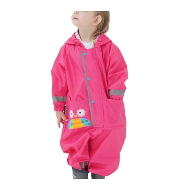 Yuyuzo Toddler Raincoat Kids Boys Girls 1 Piece Hoodie Button Windproof Coverall Baby Rain Jackets