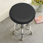 Round Bar Stool Covers - Waterproof Leather Seat Covers, Non-Slip Elastic Design, Easy to Install & Clean, Durable Stool Protector, Black, JKODE