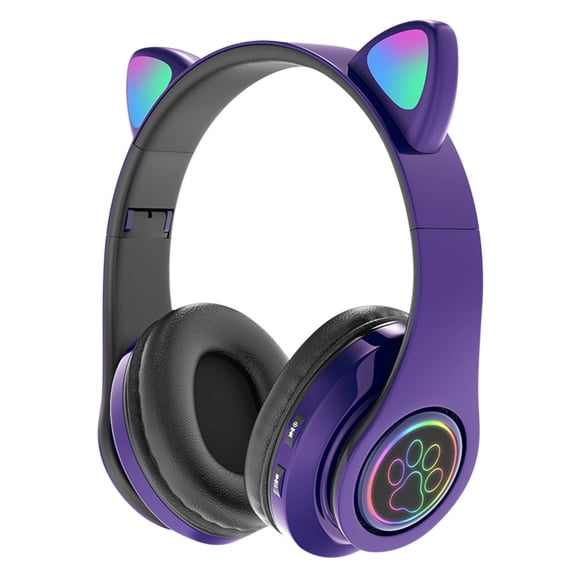 Meitianfacai Cat Ear Headphones with Mic LED Light Flashing Glowing On-Ear Stereo Headset phones PC Tablet