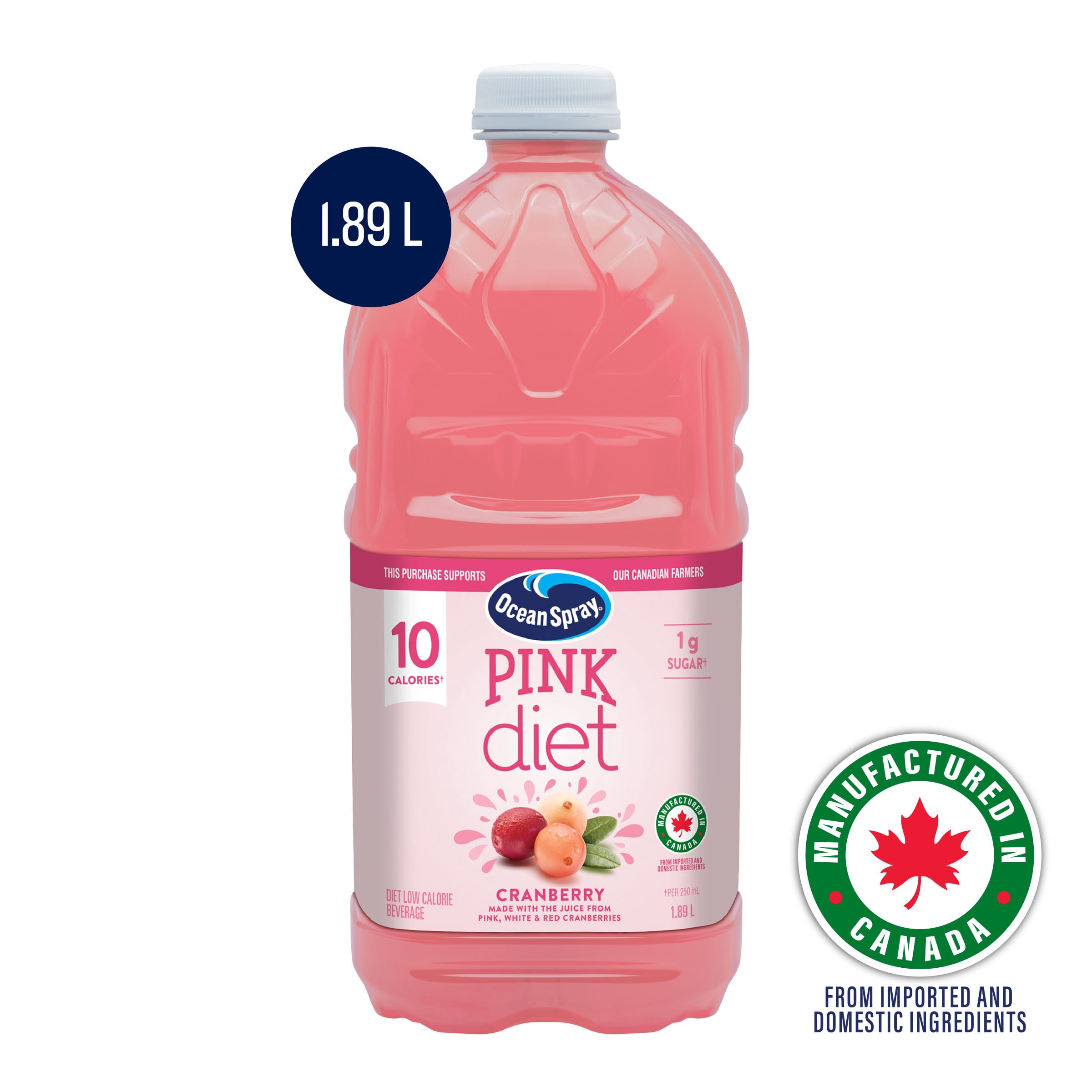 Ocean Spray Pink Diet Low Calorie Cranberry Beverage 1.89L