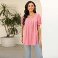 thumbnail image 4 of AherBiu T-Shirts pour Femmes à Encolure Carrée, Coupe Ample, Plissés, Tendance, Décontractés, Confortables, Manches Courtes, T-Shirts, 4 of 5