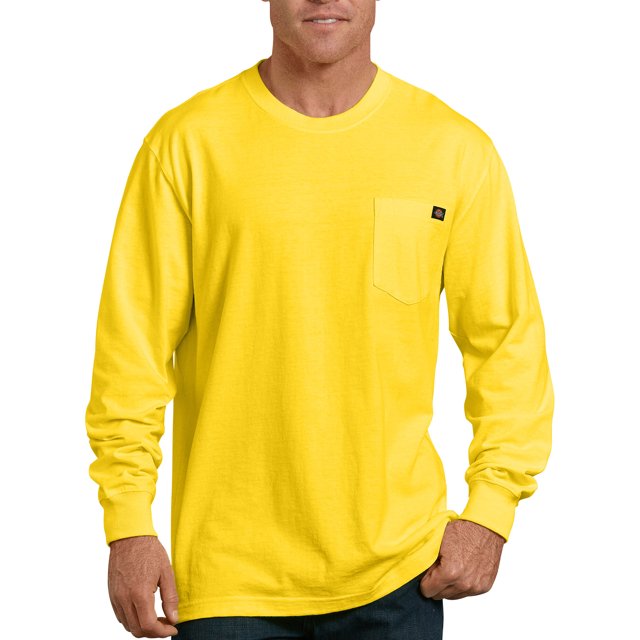 Dickies T-Shirt à Manches Longues pour Homme, Col Ras du Cou, Poids Lourd, TG, Jaune Vif