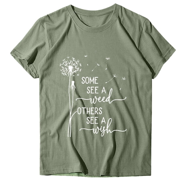 T-shirt Décontracté pour Femme à Manches Courtes avec Imprimé de Lettres