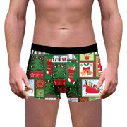 FhsagQ Underwear Men's Underwear Boxers Briefs Pack-Wicking Stretch Men's Christmas Print Breathable Underwear Men Underwear Cotton Stretch Super Fit Men's Underwear Comfortsoft Green XL