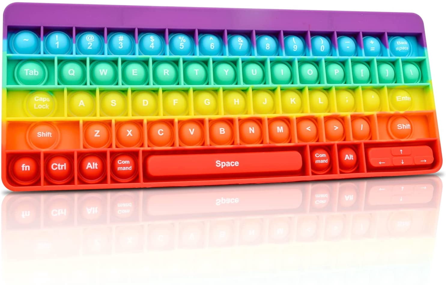 Nogis Keyboard Fidget Toy,Pop It Keyboard,Bubble Stress Reliever Silicone Pressure Relieving Toy,for Kids Autism and Adult Anxiety Easy to Grasp Pop Silicone Toy (Rainbow Colors)
