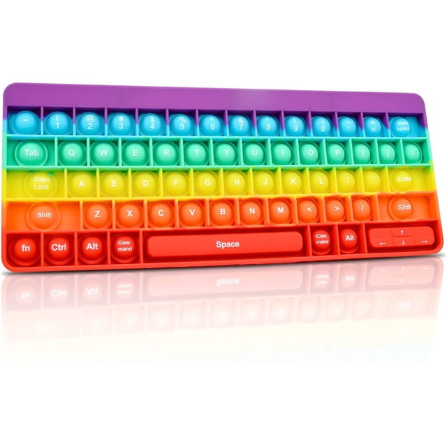 Nogis Keyboard Fidget Toy,Pop It Keyboard,Bubble Stress Reliever Silicone Pressure Relieving Toy,for Kids Autism and Adult Anxiety Easy to Grasp Pop Silicone Toy (Rainbow Colors)