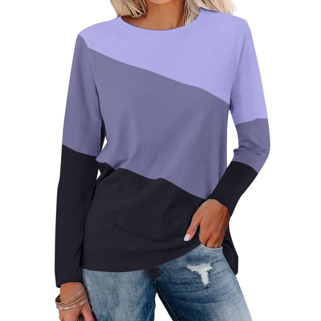 Birdeem Women's Solid Round-Neck Long Sleeve Top
