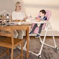 thumbnail image 3 of Babyjoy Chaise Haute pour Bébé 4-en-1 Pliable, Hauteur Réglable, Chaise d'Alimentation avec Roues, Rose, 3 of 6
