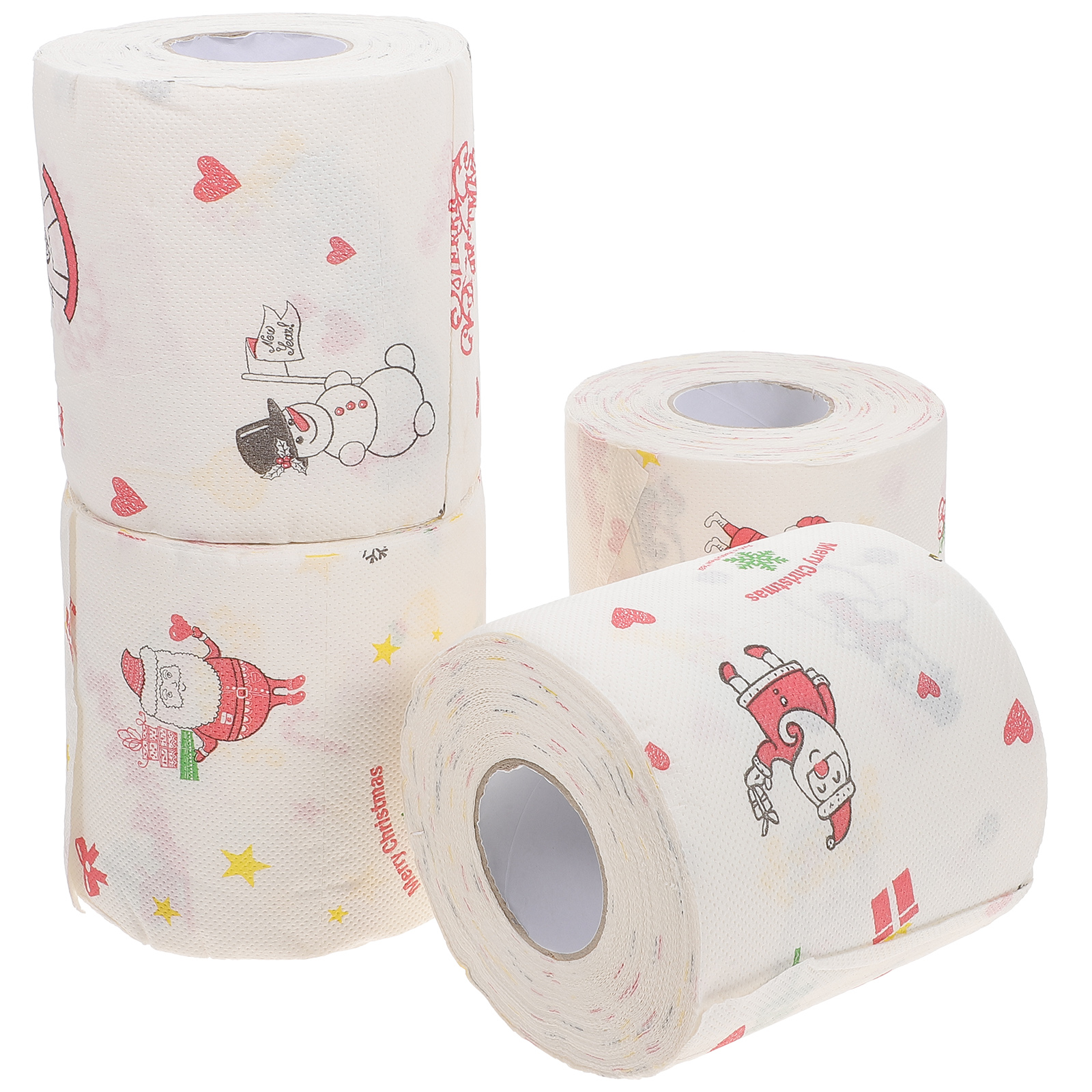 4 Rolls Toilet Paper Disposable Napkin Colored Paper Roll Christmas Tissue