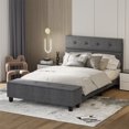 thumbnail image 1 of Costway Full Upholstered Bed Frame with Ottoman Storage Linen Button Tufted Headboard, 1 of 10