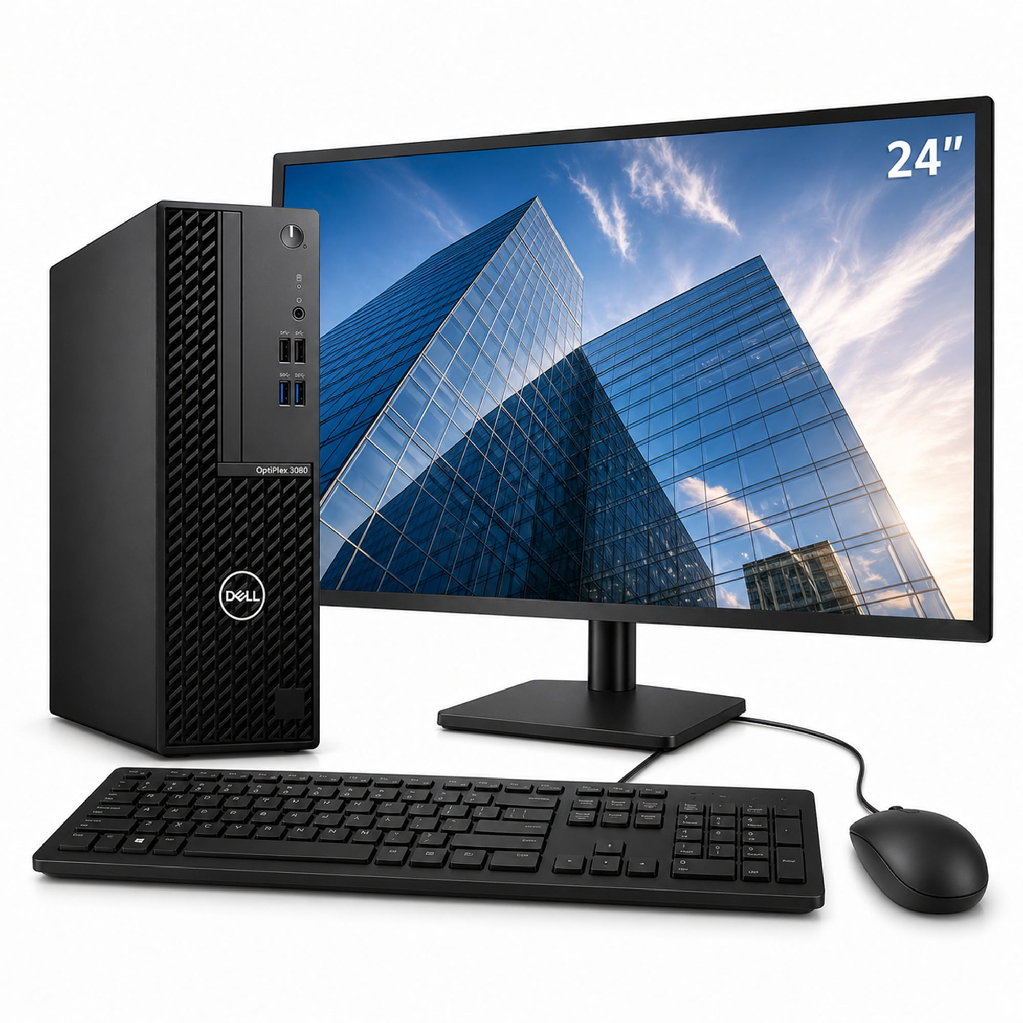 Dell OptiPlex 3080 SFF Desktop PC – Intel i5 10th Gen, 16GB RAM, 512GB SSD, 24-Inch Full HD Monitor, Windows 11 Pro (Refurbished)