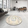 thumbnail image 3 of Ahgly Company Tapis Rond Traditionnel Persan Brun Tan pour Intérieur, 3 Pieds Rond, 3 of 6