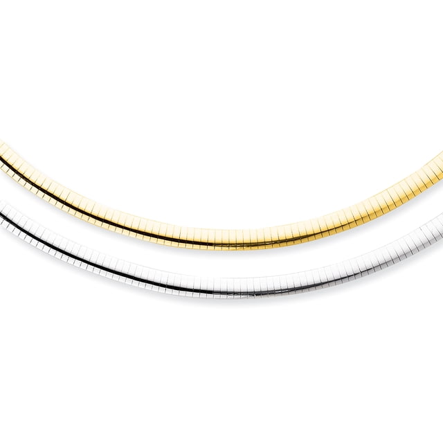 14k Two Tone Gold 6mm Reversible White Yellow Omega Necklace Pendant Charm