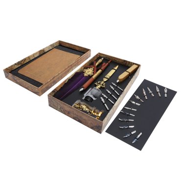Feather Pen Kit, Vintage Feather Pen Set, Craft Collection For School Friends Office Home SP248006R Wine Red,SP248011R Lake Blue,SP248014R Purple