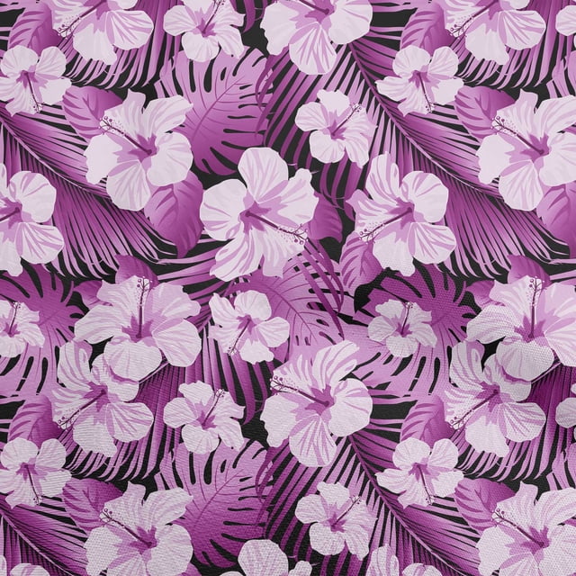 oneOone Tissu Polyester Spandex Violet Floral Tropical Matériel de Robe Tissu Imprimé Tissu au Mètre 56 Pouces de Large