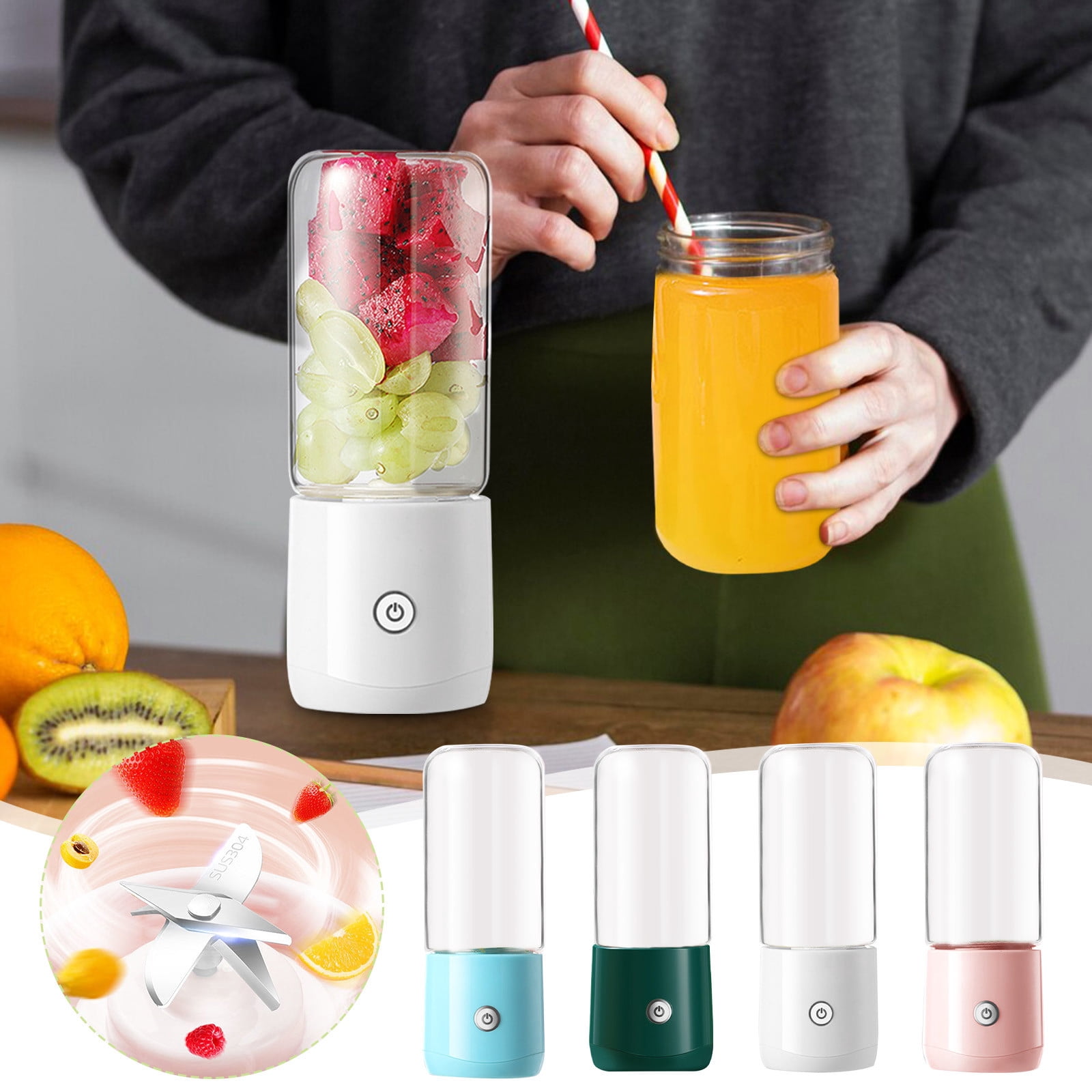 Vaidha Blenders For Shakes And Fruit Juicer USB Rechargeable With 6 Blades Handheld Blenders For Sports Travel And Outdoors