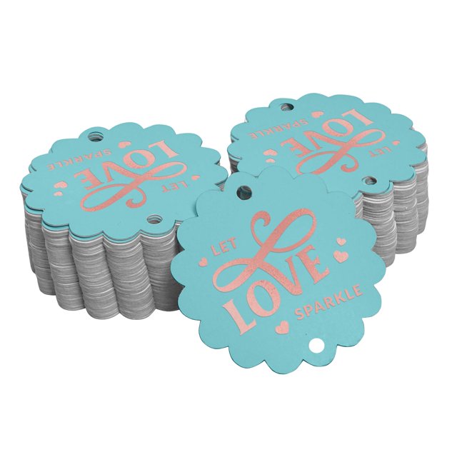Inkdotpot Pack Of 50 Let Love Sparkle Wedding Favor Paper Tags Craft Real Rose Gold Foil Hang Tags