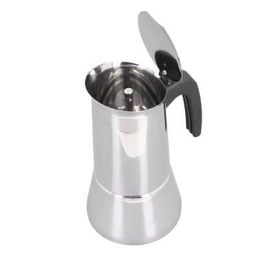 Stainless Steel Espresso Maker, Stainless Steel Moka Pot Electric Induction Stovetop Italian Coffee Maker, Silver